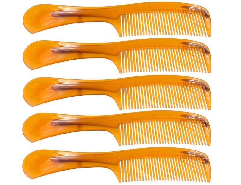 LBY Hair Comb, 5-Pack 16 cm(6.3"), Round Handle Comb Hair Care Comb, Plastic, Yellow - Image 3